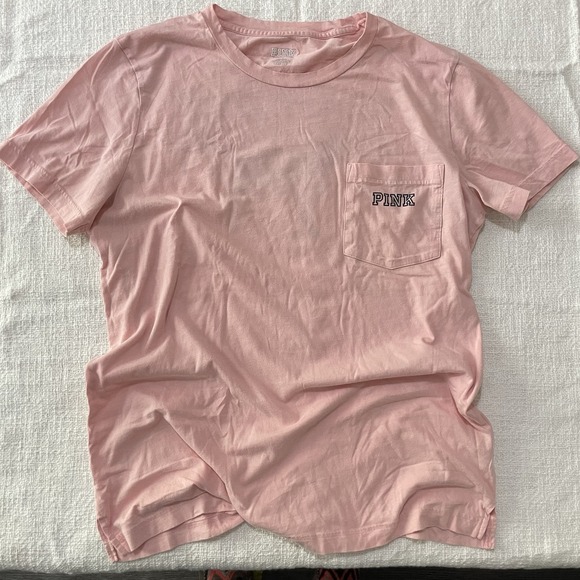 Victorias Secret PINK campus pocket Short Sleeve tee Women's Medium dusty pink - Picture 1 of 6